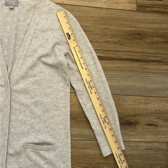 Pure Collection 100% Cashmere Cardigan Sweater SZ 8/10 Button Up V Neck Gray - Picture 5 of 10
